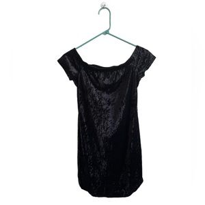Black Velvet off-shoulder mini dress
